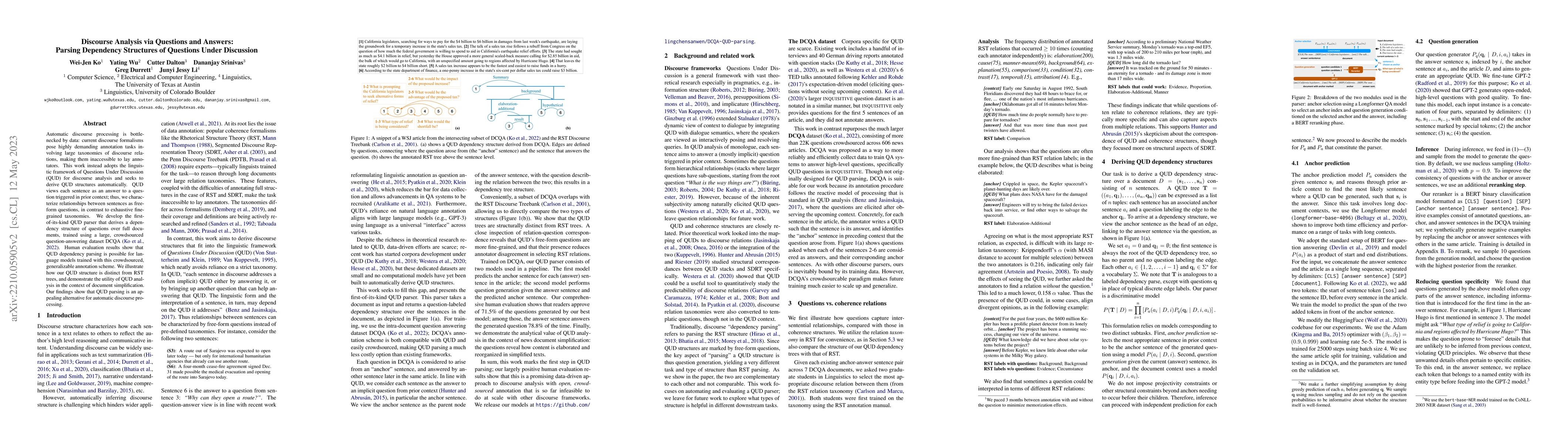 Thumbnail for Discourse Analysis via Questions and Answers: Parsing Dependency
  Structures of Questions Under Discussion