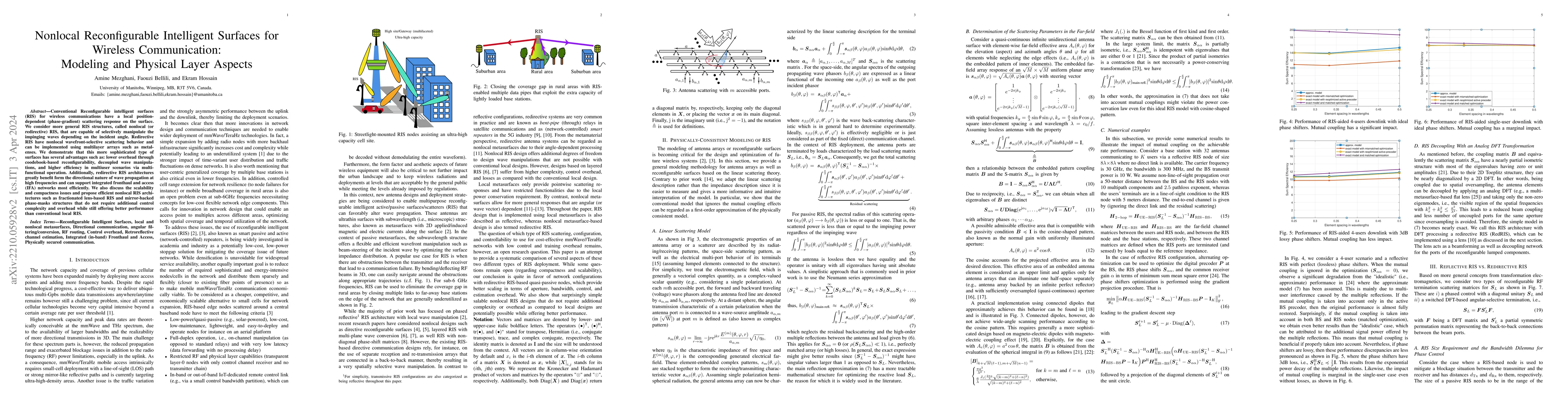 Thumbnail for Nonlocal Reconfigurable Intelligent Surfaces for Wireless Communication:
  Modeling and Physical Layer Aspects
