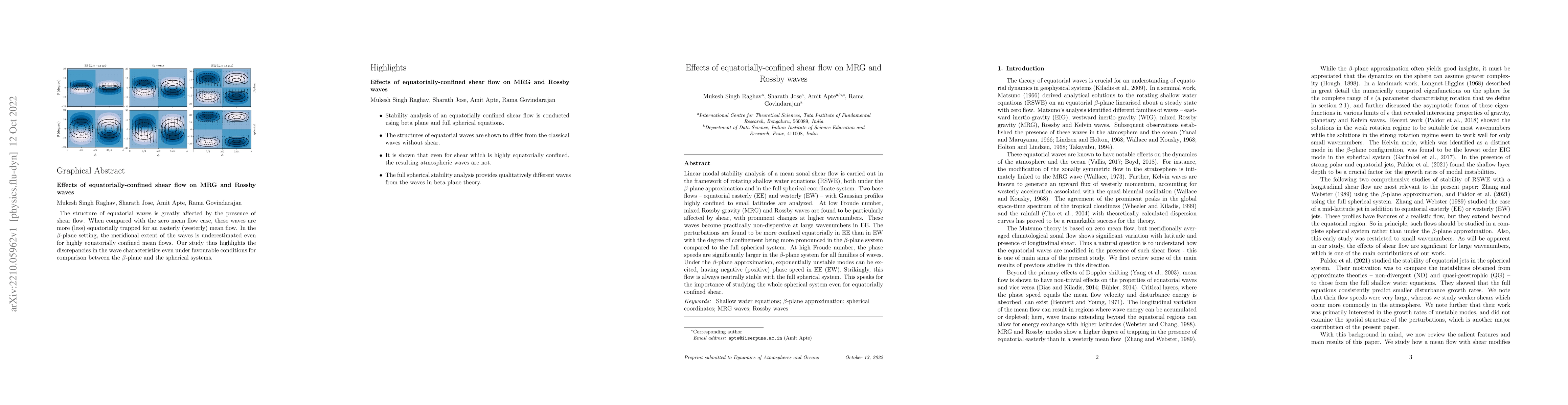 Thumbnail for Effects of equatorially-confined shear flow on MRG and Rossby waves