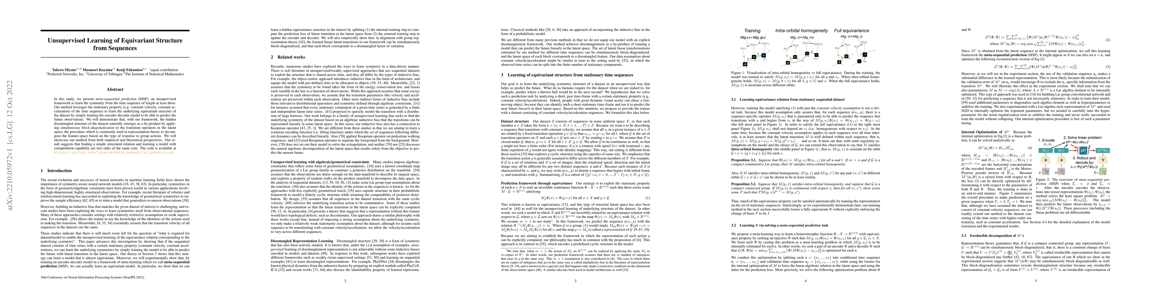 Thumbnail for Unsupervised Learning of Equivariant Structure from Sequences