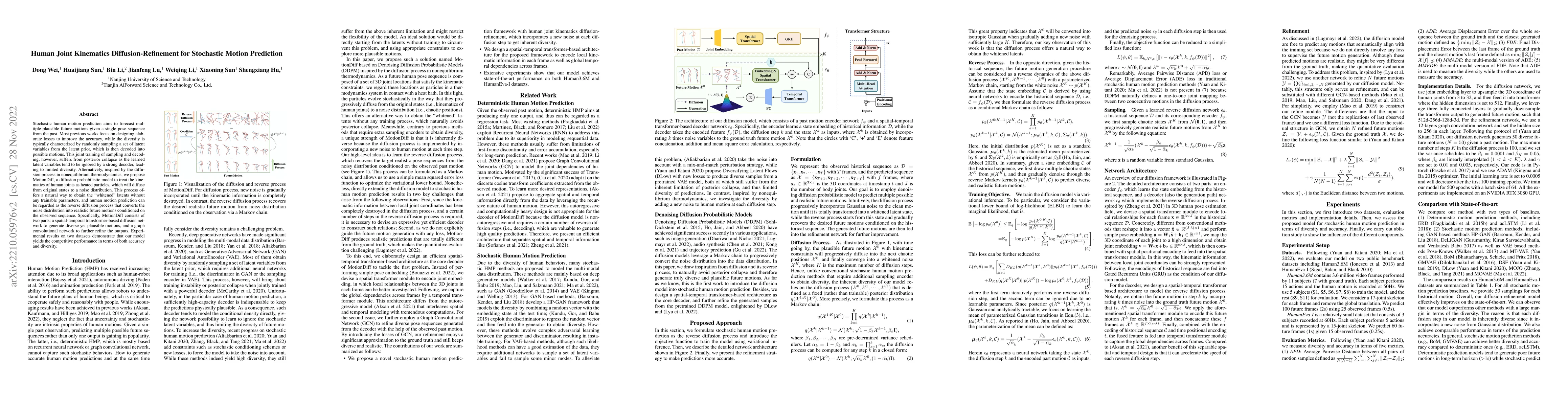 Thumbnail for Human Joint Kinematics Diffusion-Refinement for Stochastic Motion
  Prediction