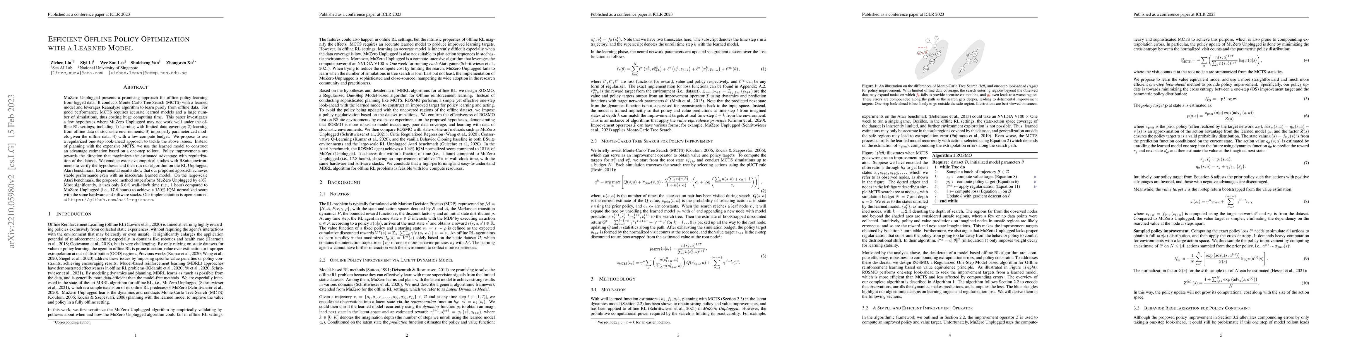 Thumbnail for Efficient Offline Policy Optimization with a Learned Model