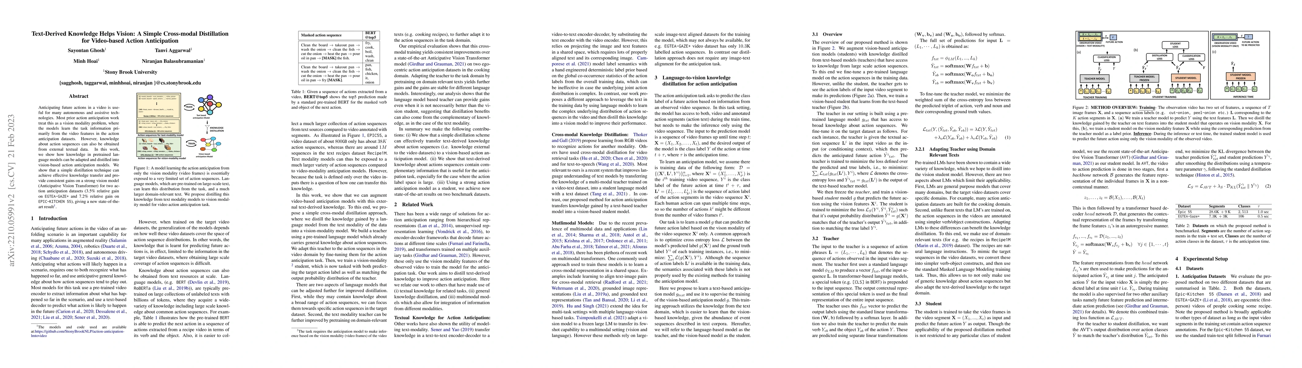 Thumbnail for Text-Derived Knowledge Helps Vision: A Simple Cross-modal Distillation
  for Video-based Action Anticipation