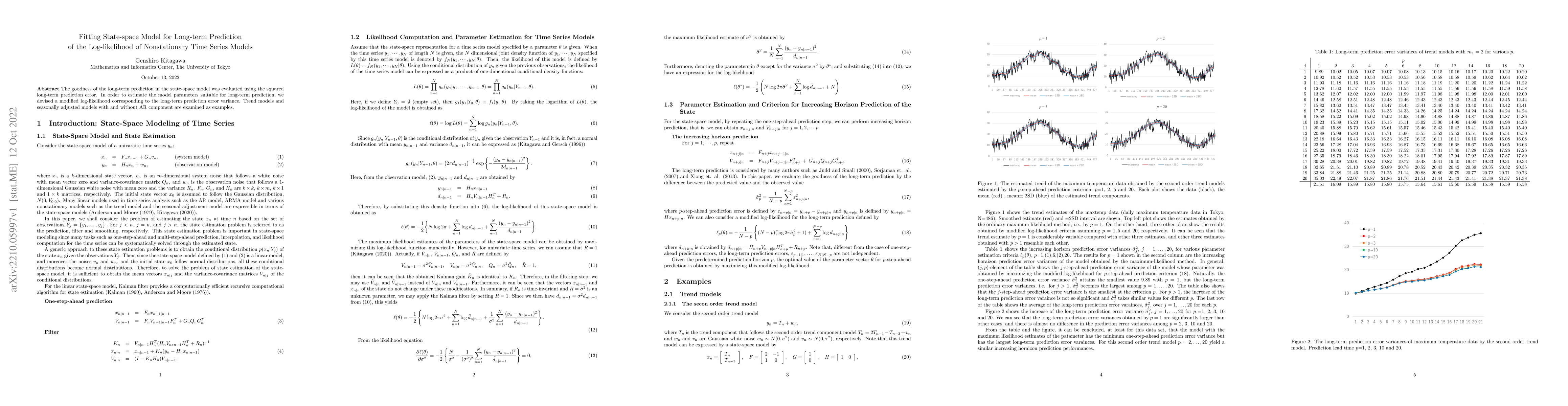 Thumbnail for Fitting State-space Model for Long-term Prediction of the Log-likelihood
  of Nonstationary Time Series Models