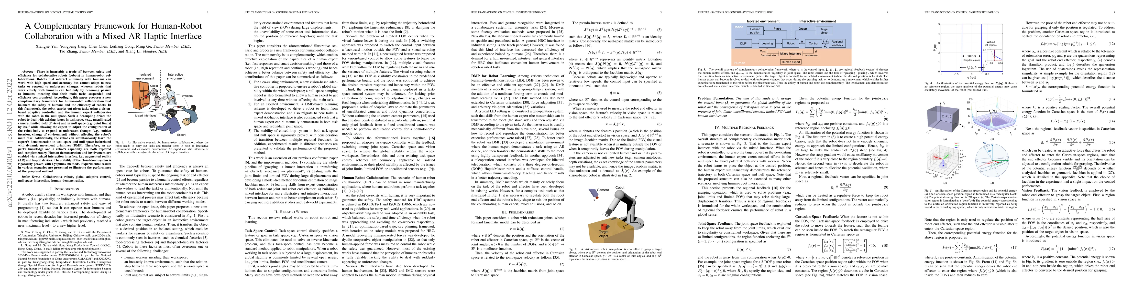 Thumbnail for A Complementary Framework for Human-Robot Collaboration with a Mixed
  AR-Haptic Interface