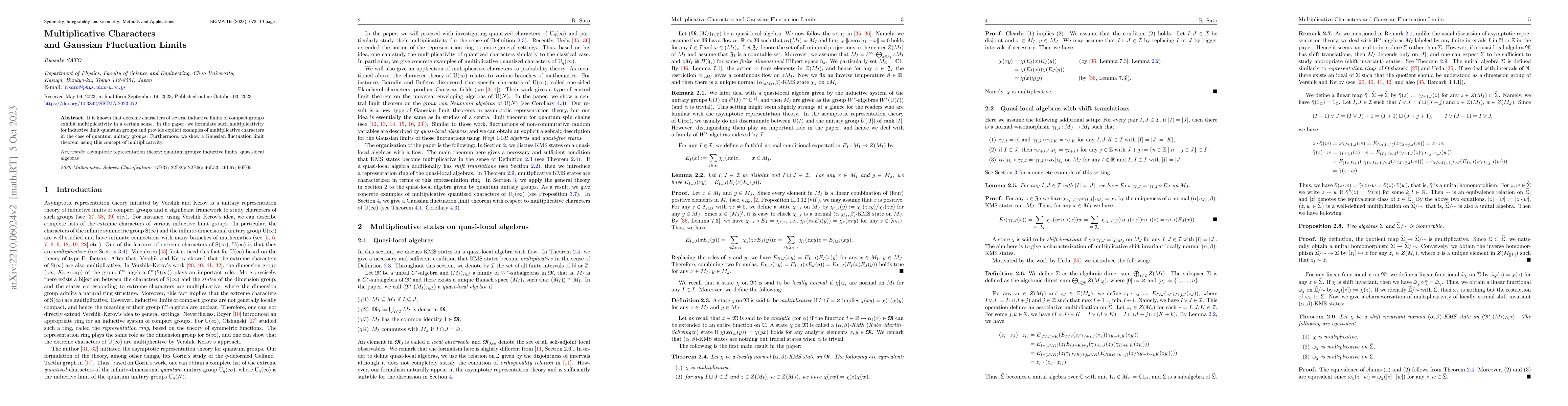 Thumbnail for Multiplicative characters and Gaussian fluctuation limits
