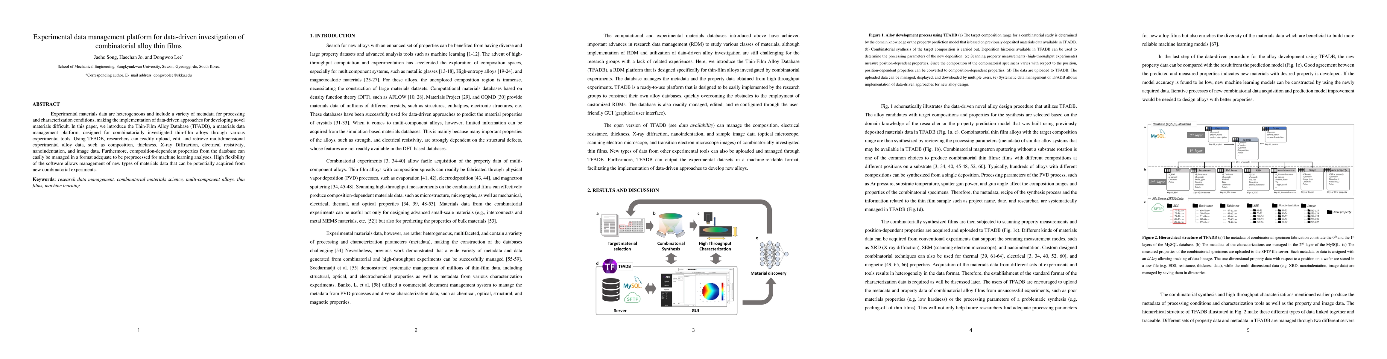 Thumbnail for Experimental data management platform for data-driven investigation of
  combinatorial alloy thin films