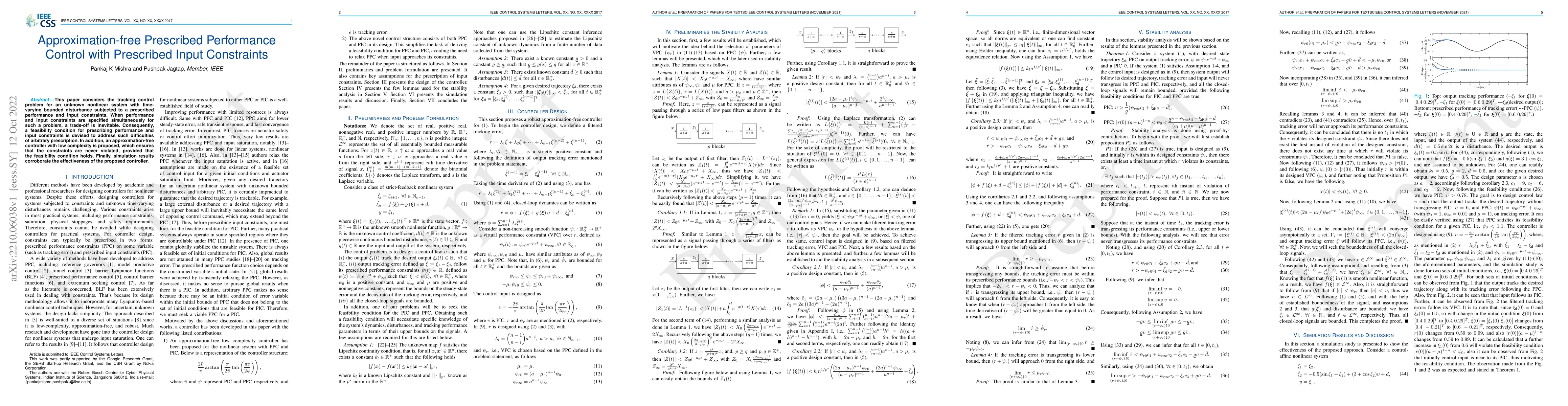 Thumbnail for Approximation-free Prescribed Performance Control with Prescribed Input
  Constraints