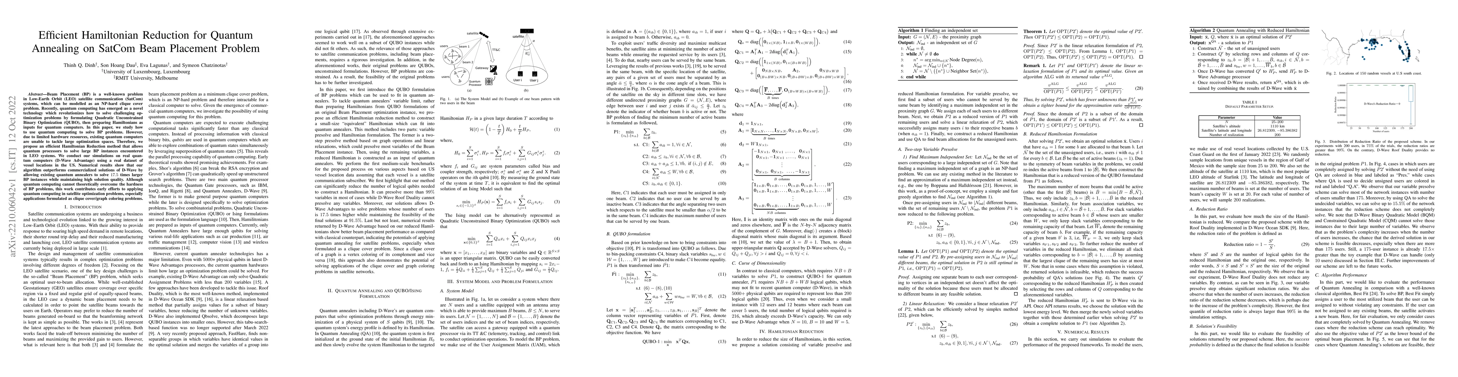 Thumbnail for Efficient Hamiltonian Reduction for Quantum Annealing on SatCom Beam
  Placement Problem