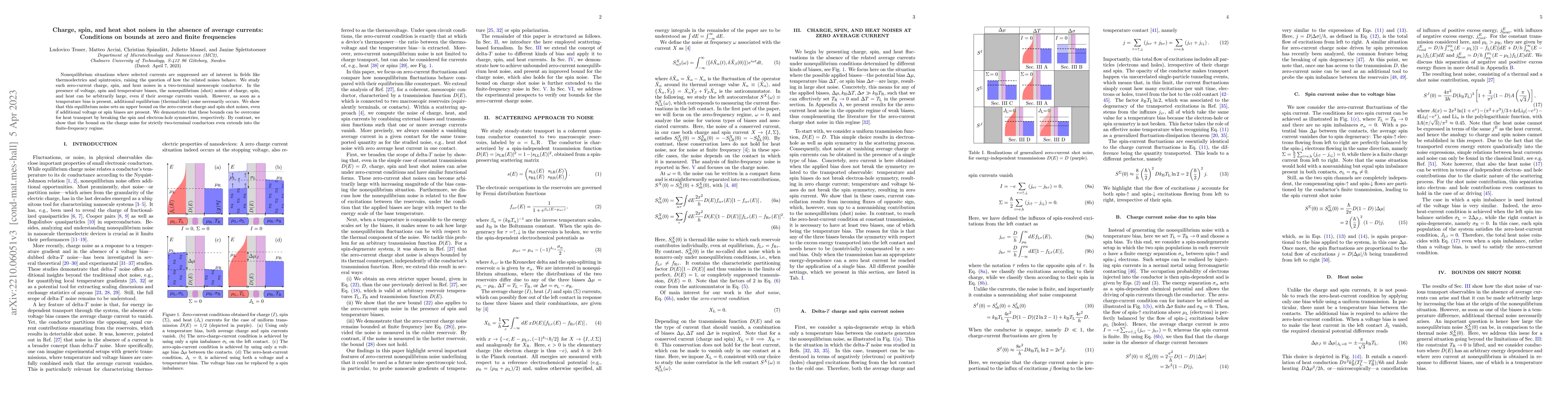 Thumbnail for Charge, spin, and heat shot noises in the absence of average currents:
  Conditions on bounds at zero and finite frequencies
