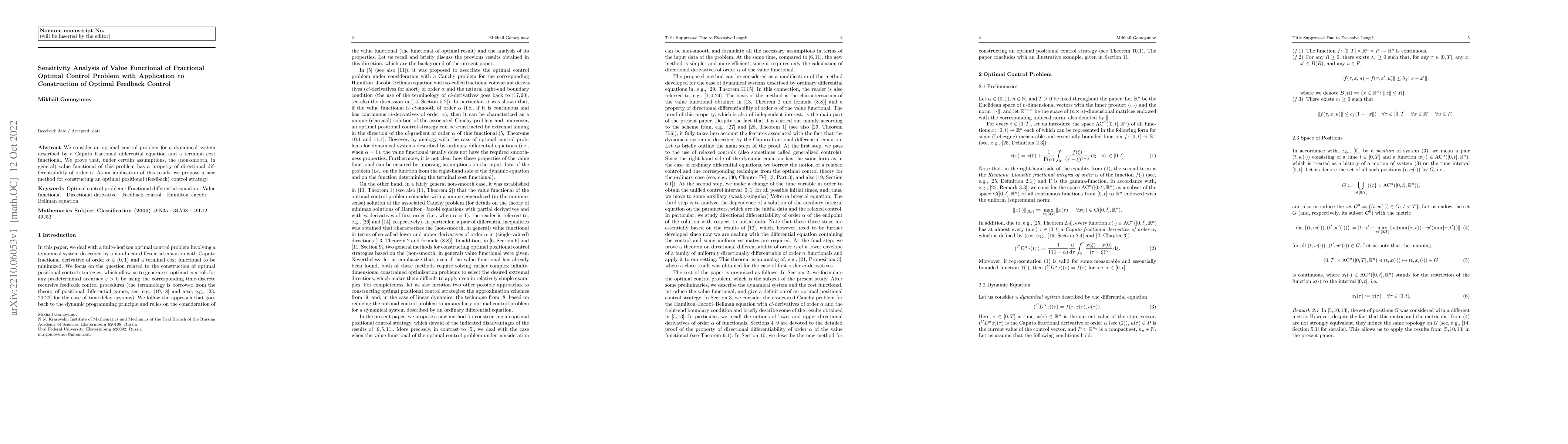 Thumbnail for Sensitivity analysis of value functional of fractional optimal control
  problem with application to construction of optimal feedback control
