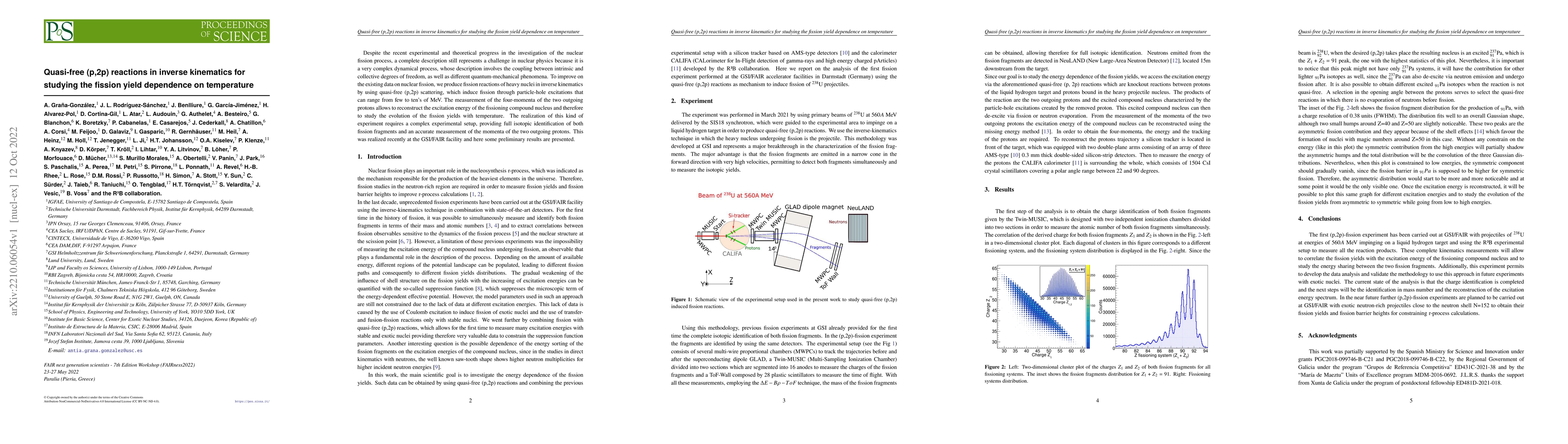 Thumbnail for Quasi-free (p,2p) reactions in inverse kinematics for studying the
  fission yield dependence on temperature