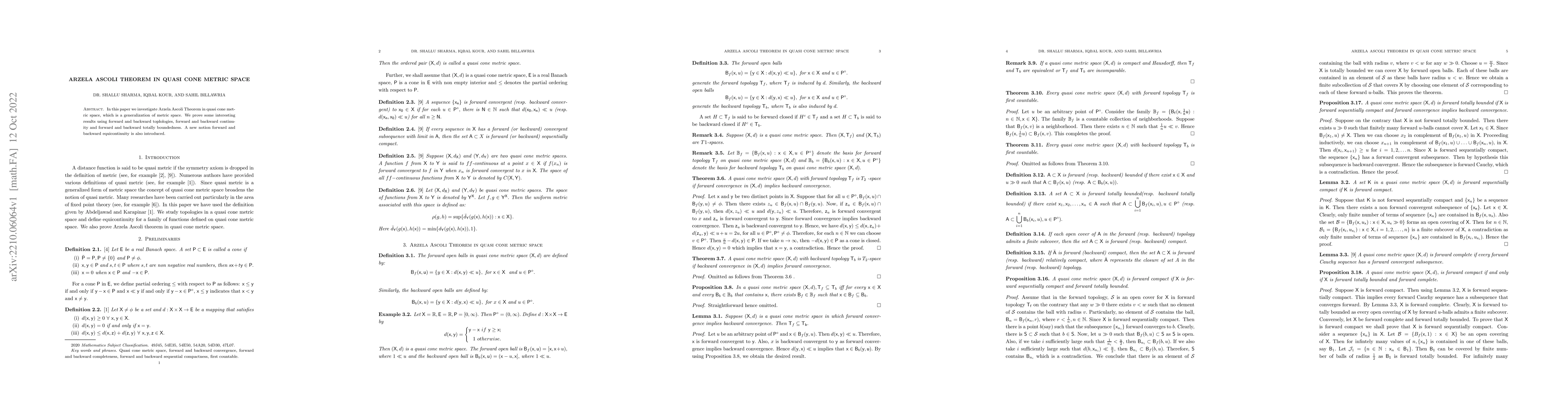 Thumbnail for Arzela Ascoli Theorem in Quasi Cone Metric Space