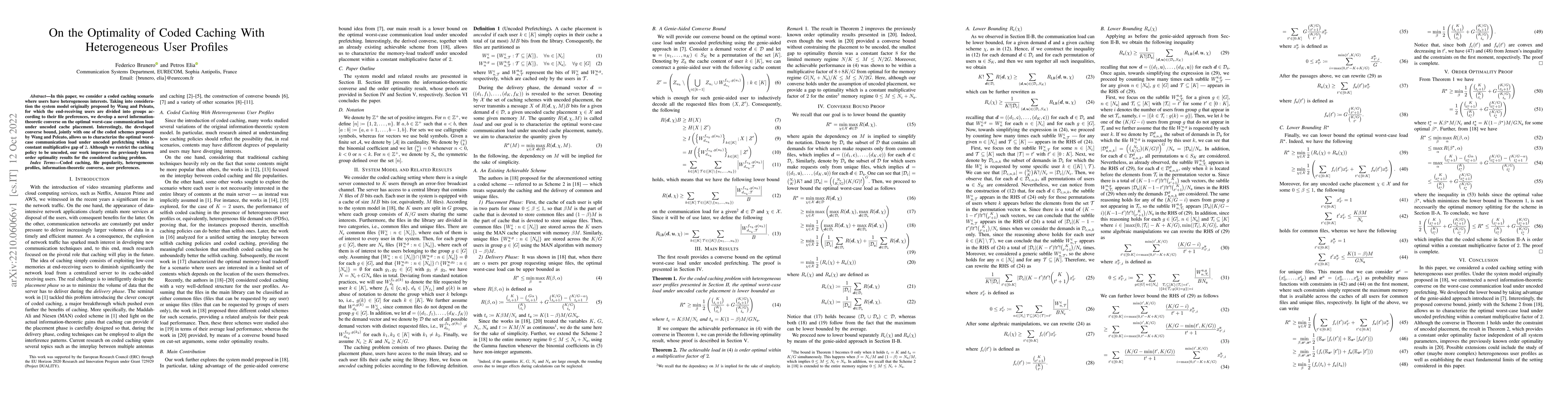 Thumbnail for On the Optimality of Coded Caching With Heterogeneous User Profiles
