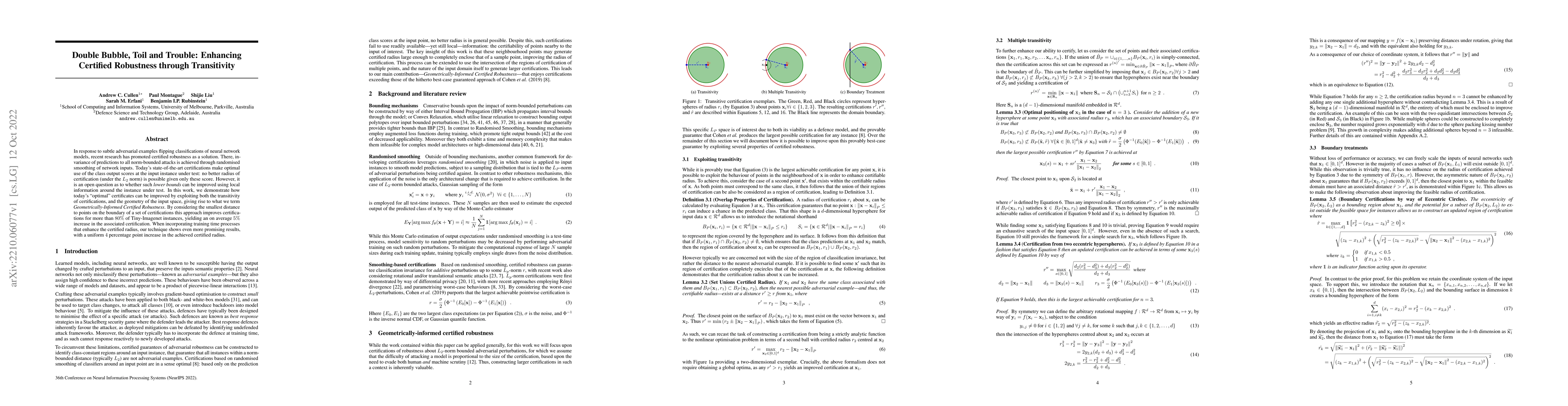 Thumbnail for Double Bubble, Toil and Trouble: Enhancing Certified Robustness through
  Transitivity
