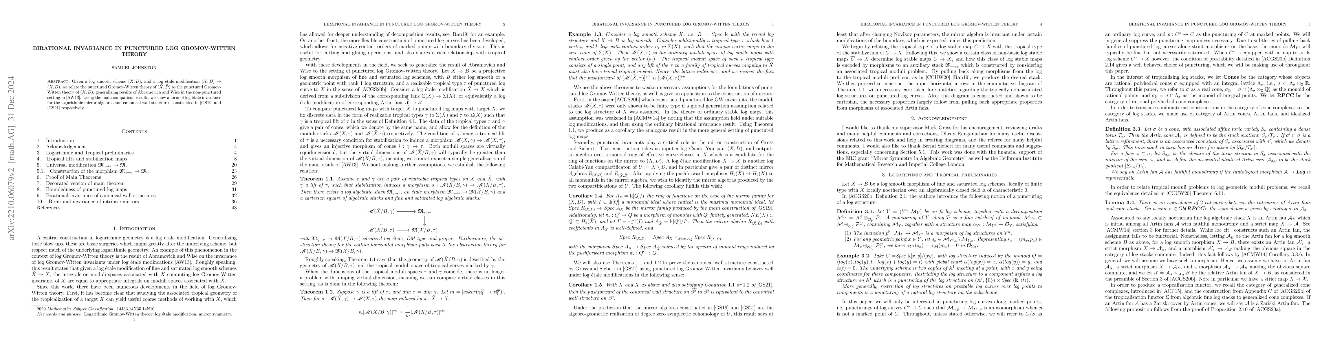 Thumbnail for Birational Invariance in Punctured Log Gromov-Witten Theory