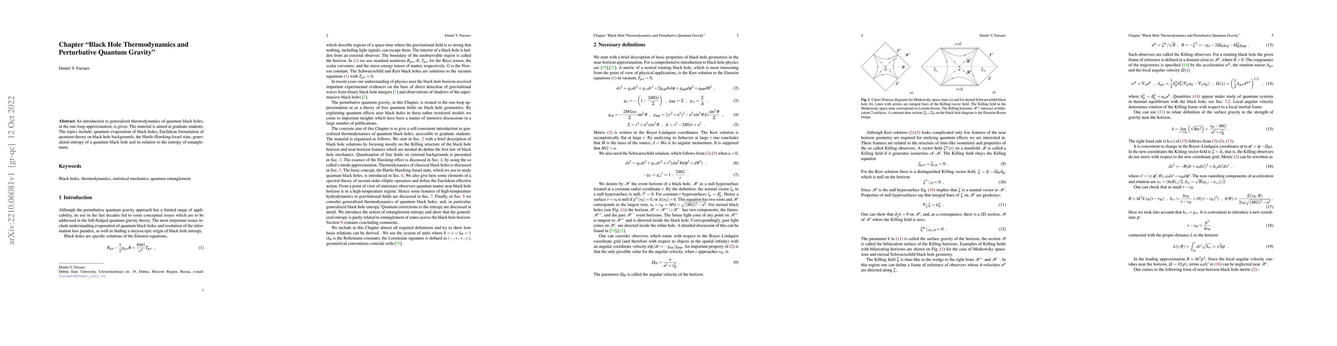 Thumbnail for Black Hole Thermodynamics and Perturbative Quantum Gravity