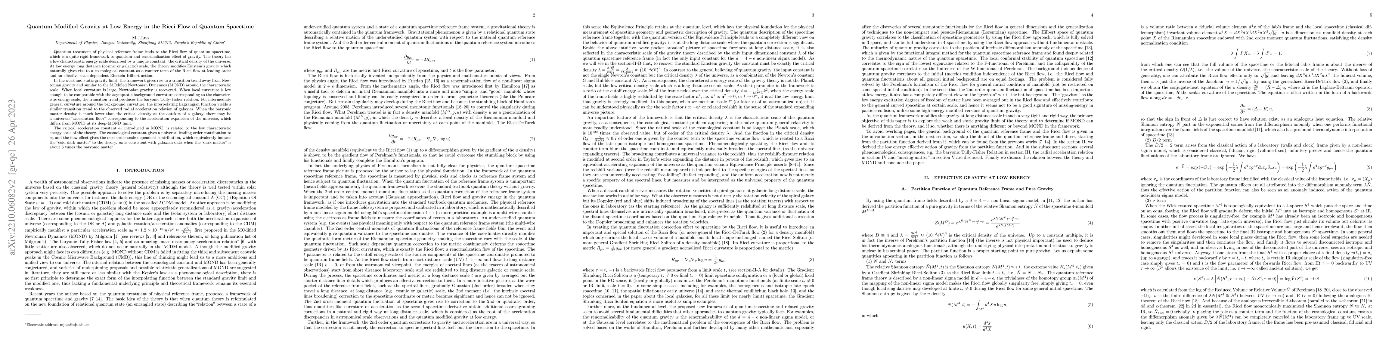 Thumbnail for Quantum Modified Gravity at Low Energy in the Ricci Flow of Quantum
  Spacetime