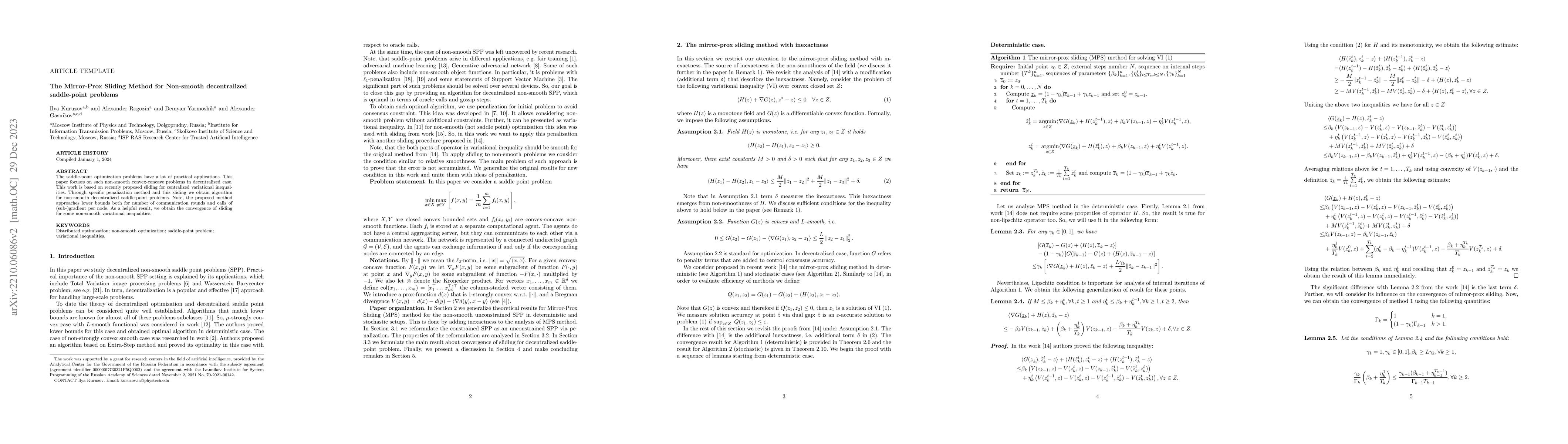 Thumbnail for The Mirror-Prox Sliding Method for Non-smooth decentralized saddle-point
  problems