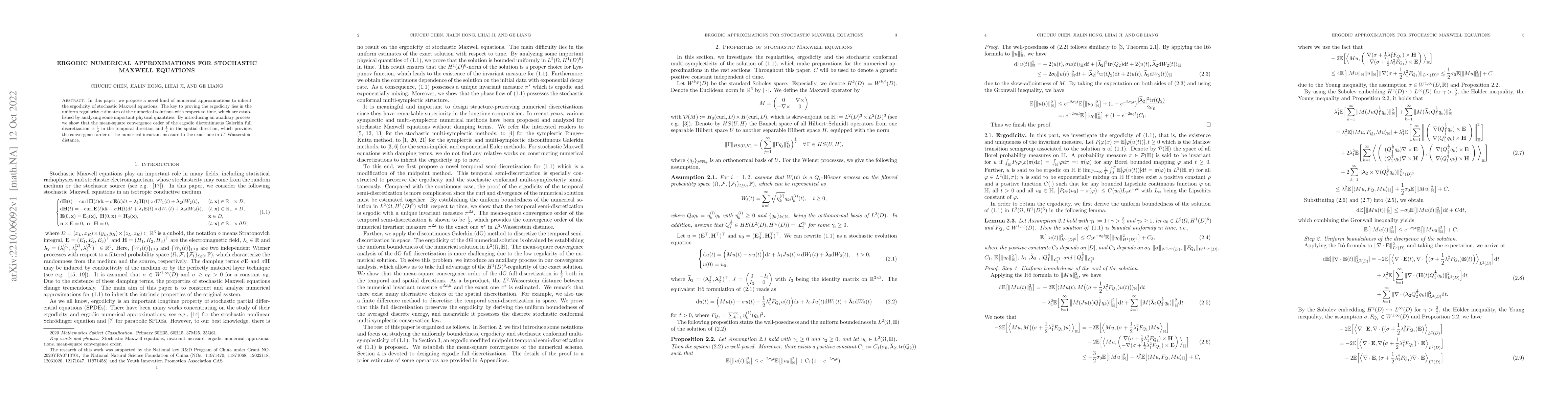 Thumbnail for Ergodic numerical approximations for stochastic Maxwell equations