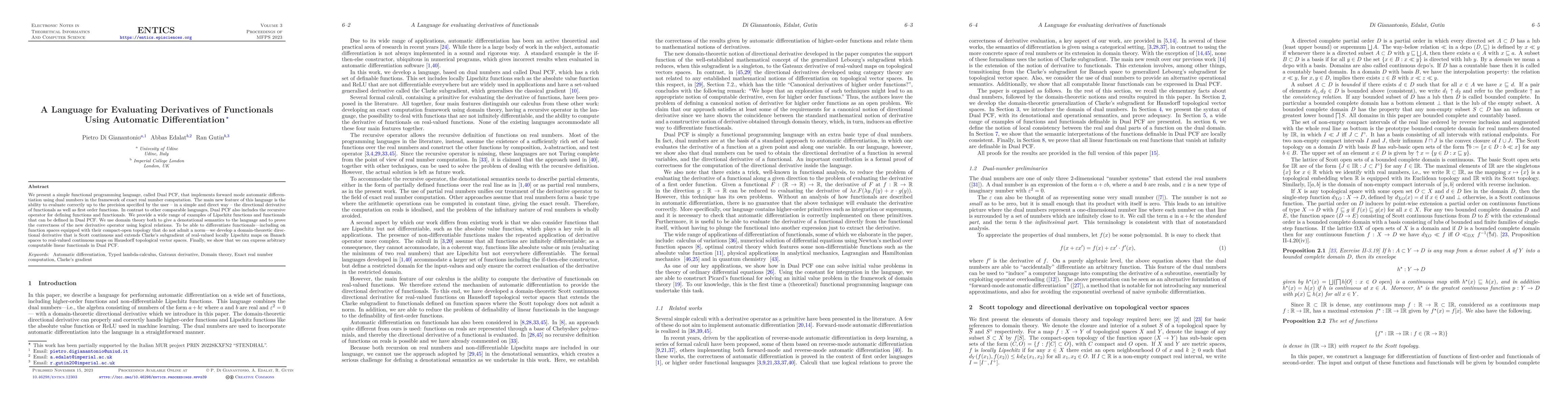 Thumbnail for A Language for Evaluating Derivatives of Functionals Using Automatic
  Differentiation