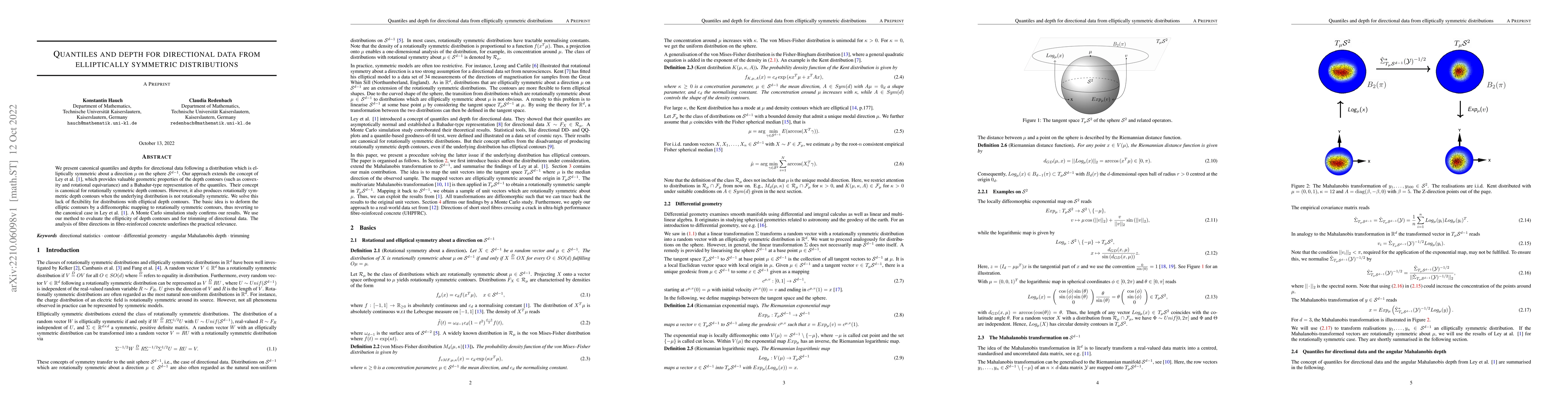 Thumbnail for Quantiles and depth for directional data from elliptically symmetric
  distributions