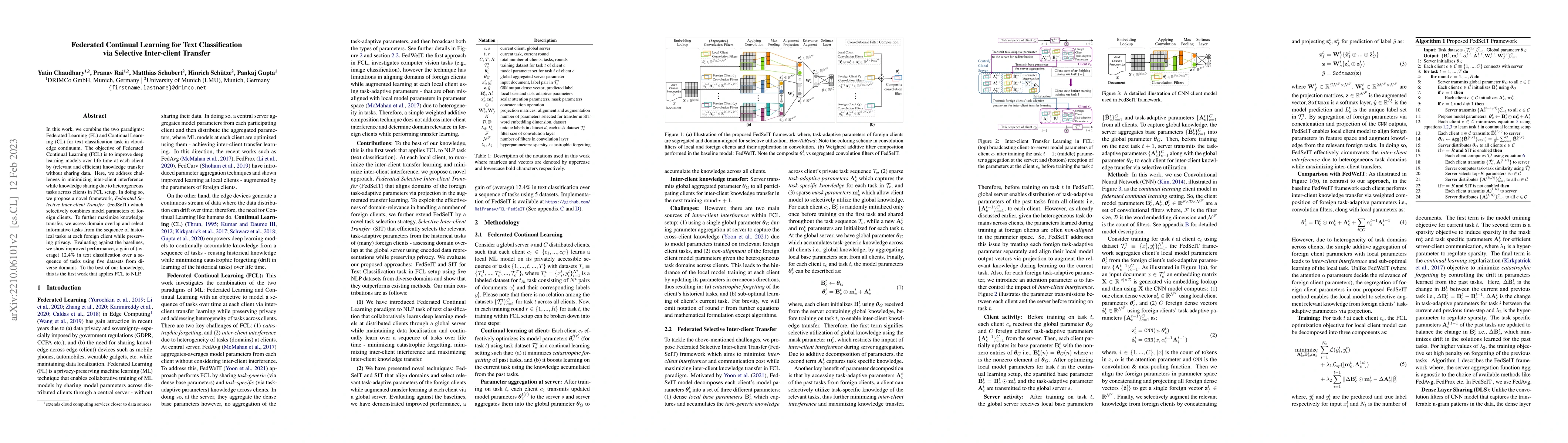 Thumbnail for Federated Continual Learning for Text Classification via Selective
  Inter-client Transfer