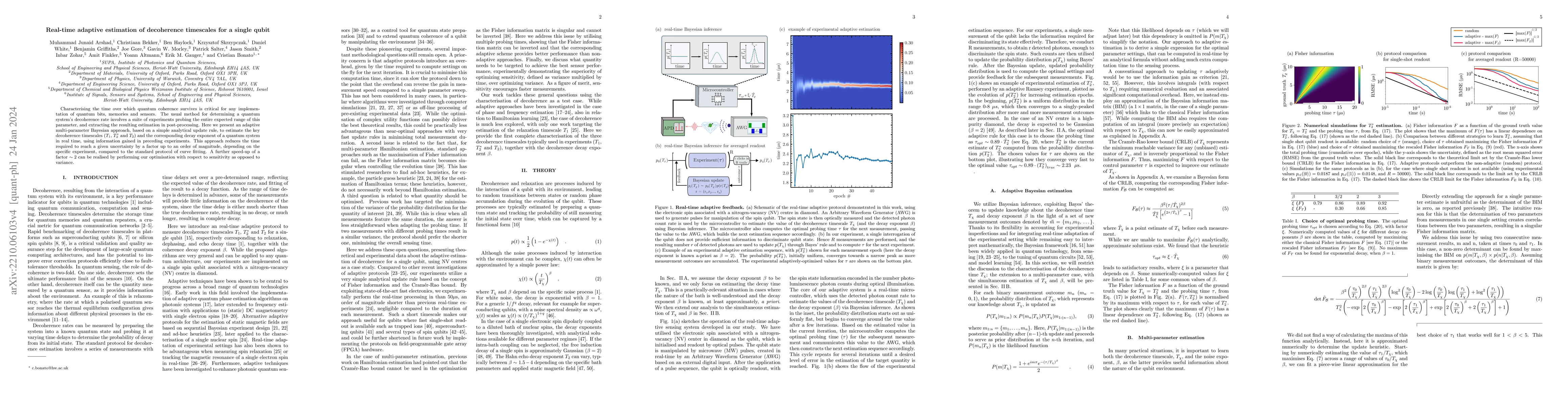 Thumbnail for Real-time adaptive estimation of decoherence timescales for a single
  qubit