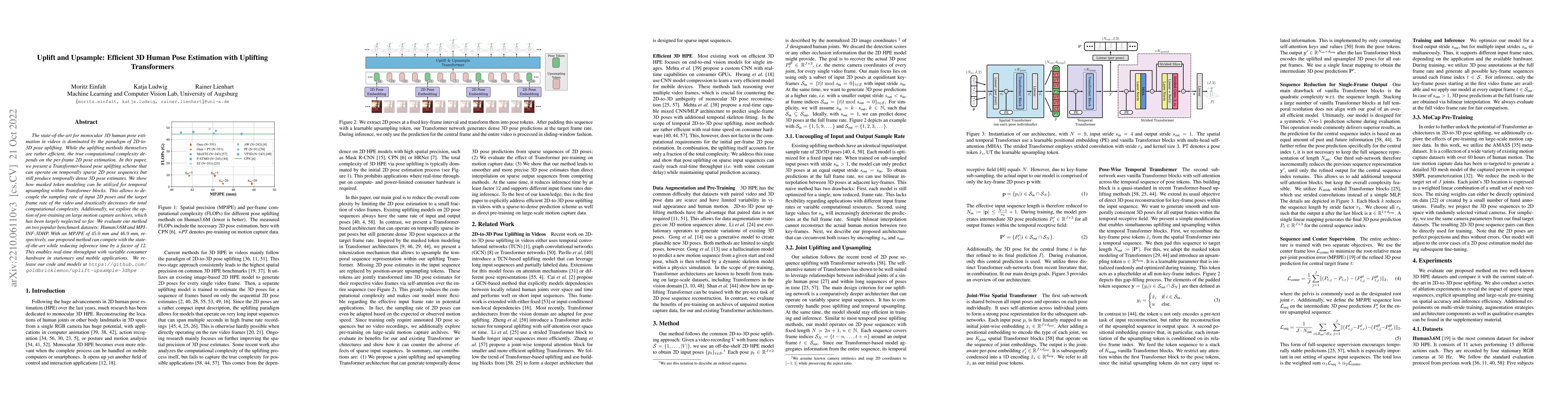 Thumbnail for Uplift and Upsample: Efficient 3D Human Pose Estimation with Uplifting
  Transformers