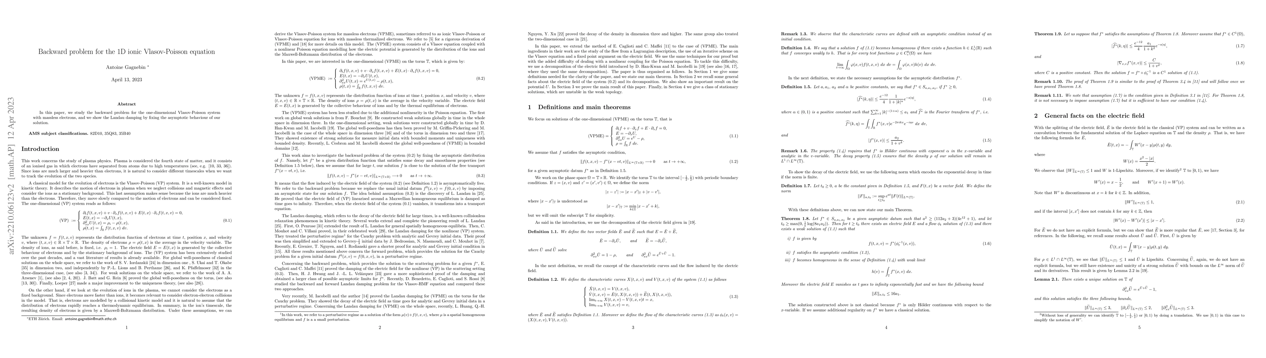 Thumbnail for Backward problem for the 1D ionic Vlasov-Poisson equation