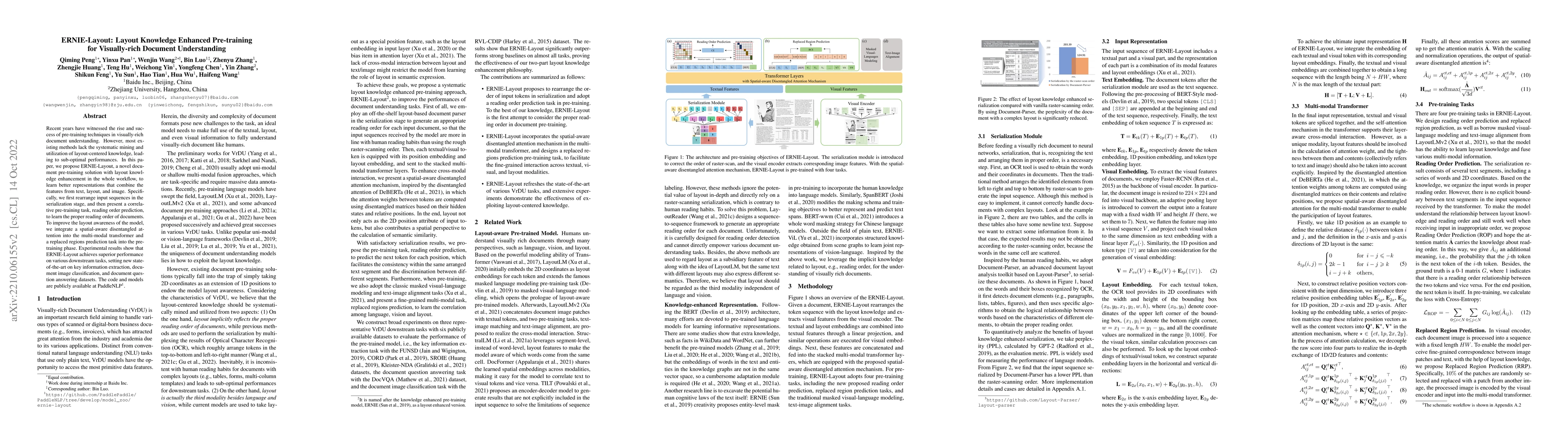Thumbnail for ERNIE-Layout: Layout Knowledge Enhanced Pre-training for Visually-rich
  Document Understanding