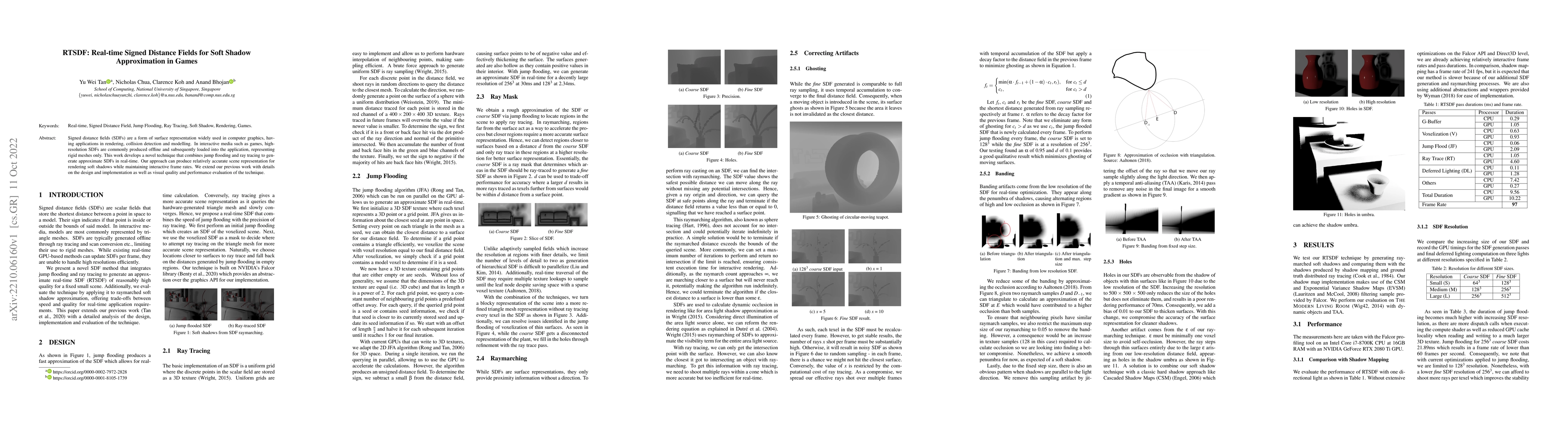 Thumbnail for RTSDF: Real-time Signed Distance Fields for Soft Shadow Approximation in
  Games