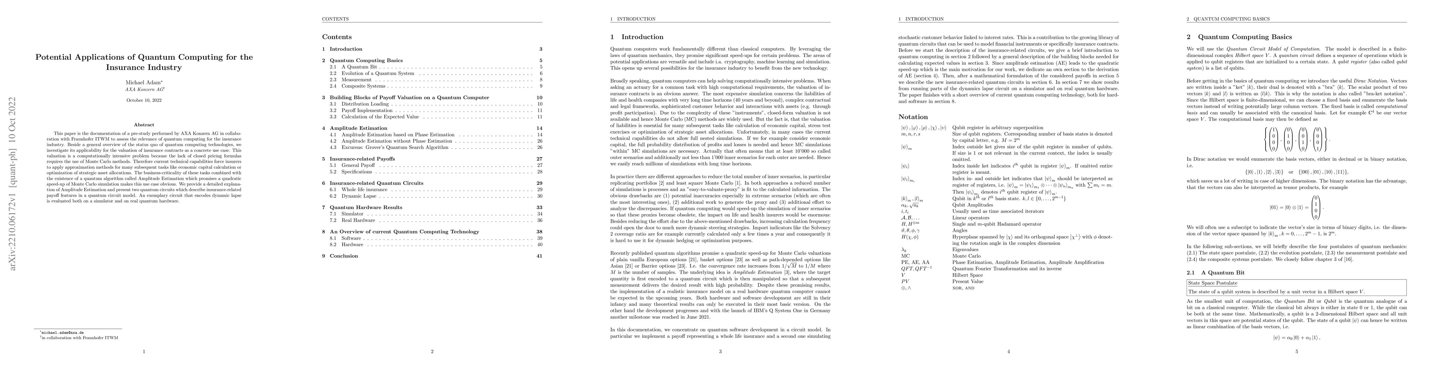 Thumbnail for Potential Applications of Quantum Computing for the Insurance Industry
