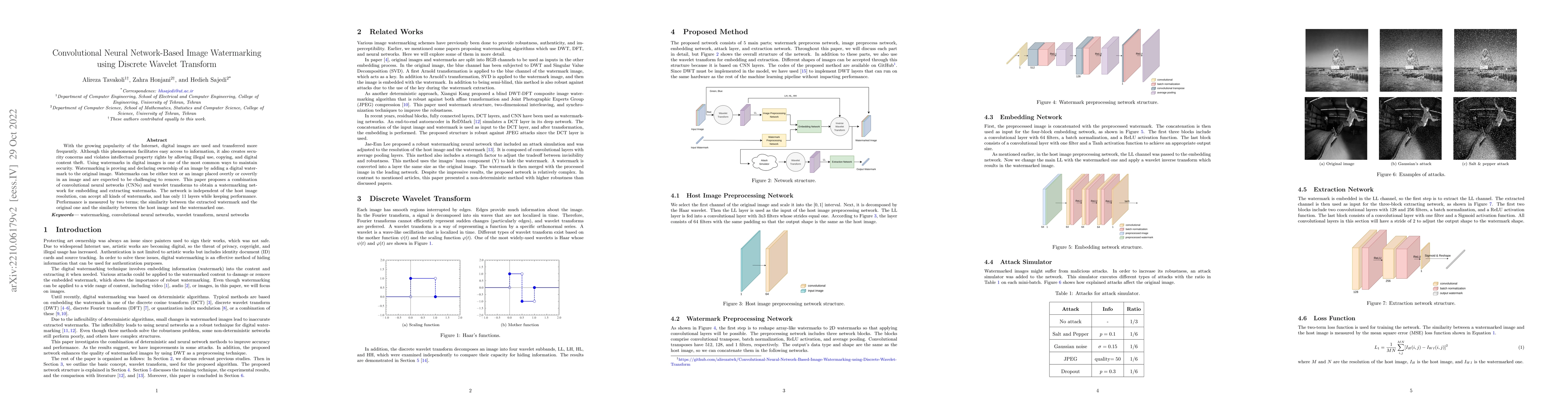 Thumbnail for Convolutional Neural Network-Based Image Watermarking using Discrete
  Wavelet Transform