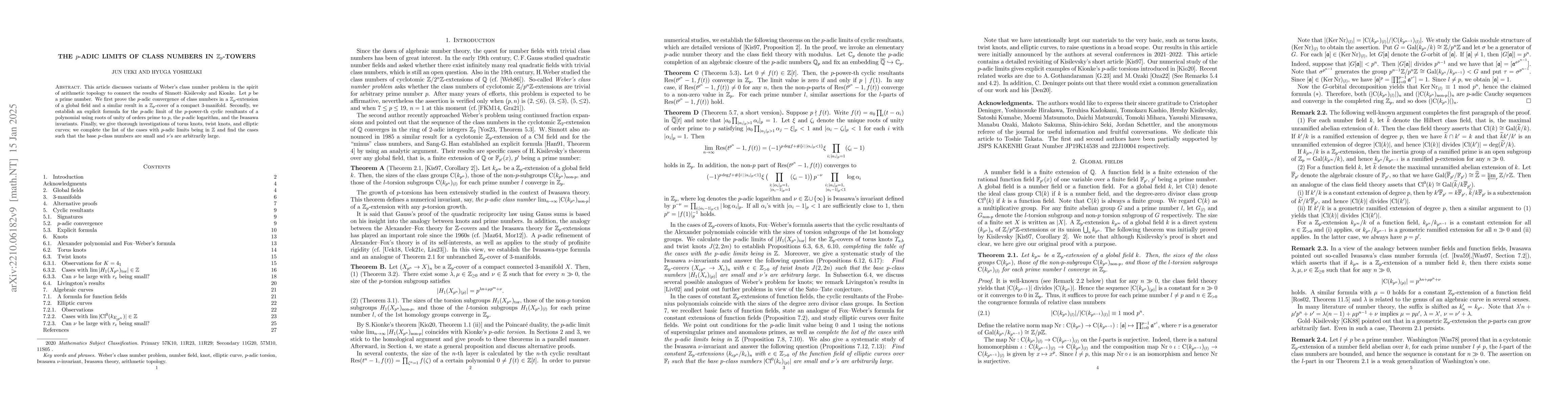 Thumbnail for The $p$-adic limits of class numbers in $\mathbb{Z}_p$-towers