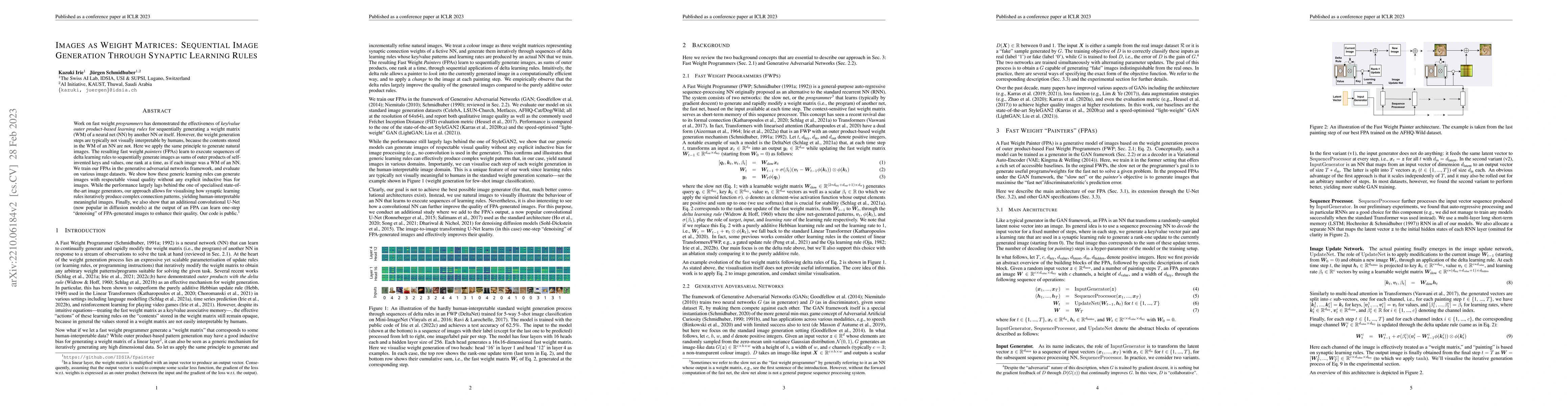 Thumbnail for Images as Weight Matrices: Sequential Image Generation Through Synaptic
  Learning Rules