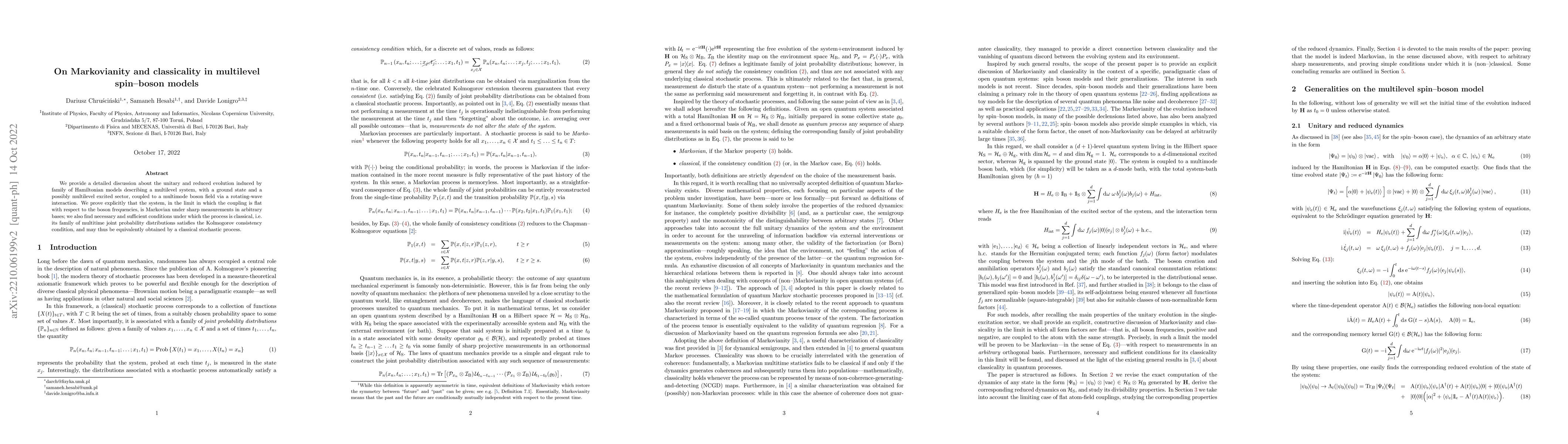 Thumbnail for On Markovianity and classicality in multilevel spin-boson models