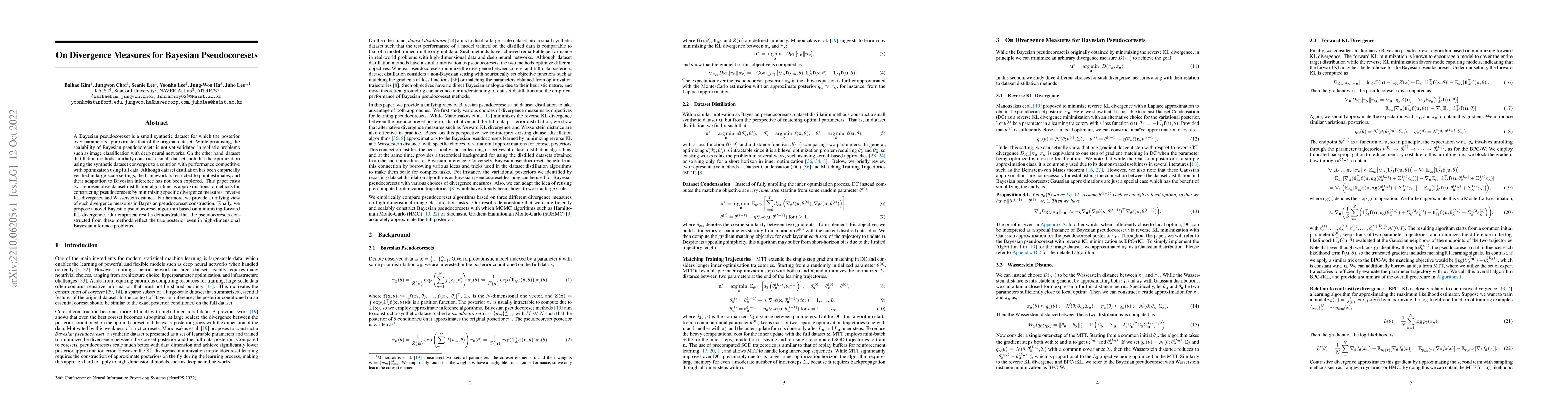Thumbnail for On Divergence Measures for Bayesian Pseudocoresets