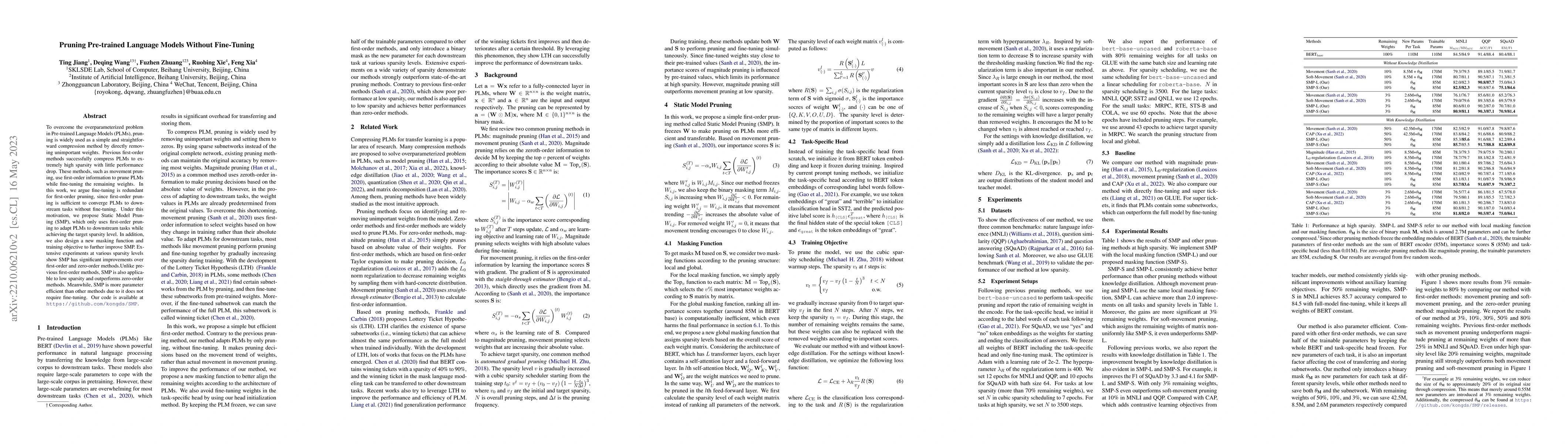 Thumbnail for Pruning Pre-trained Language Models Without Fine-Tuning