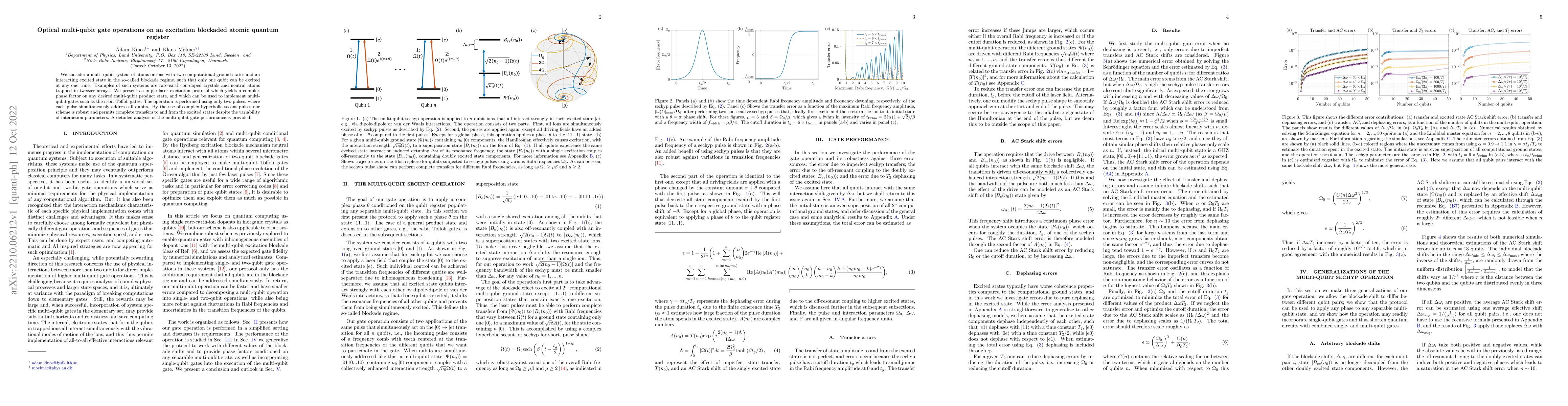 Thumbnail for Optical multi-qubit gate operations on an excitation blockaded atomic
  quantum register