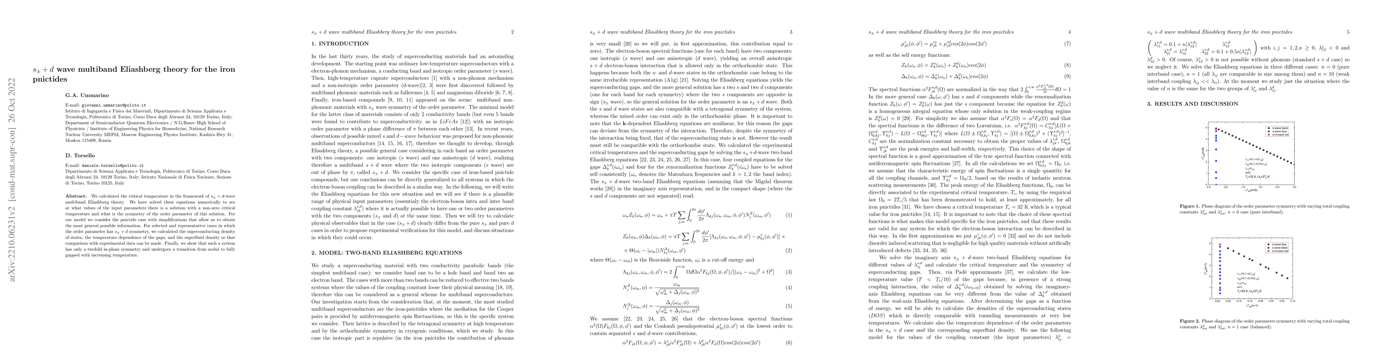Thumbnail for S+-+d Wave Multiband Eliashberg Theory For The Iron Pnictides