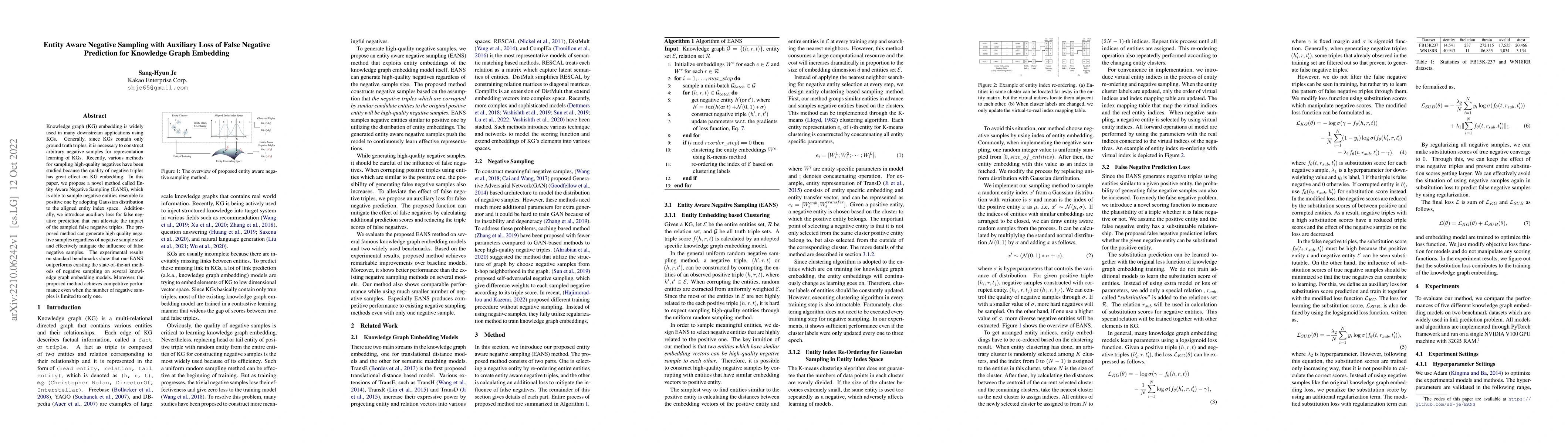 Thumbnail for Entity Aware Negative Sampling with Auxiliary Loss of False Negative
  Prediction for Knowledge Graph Embedding