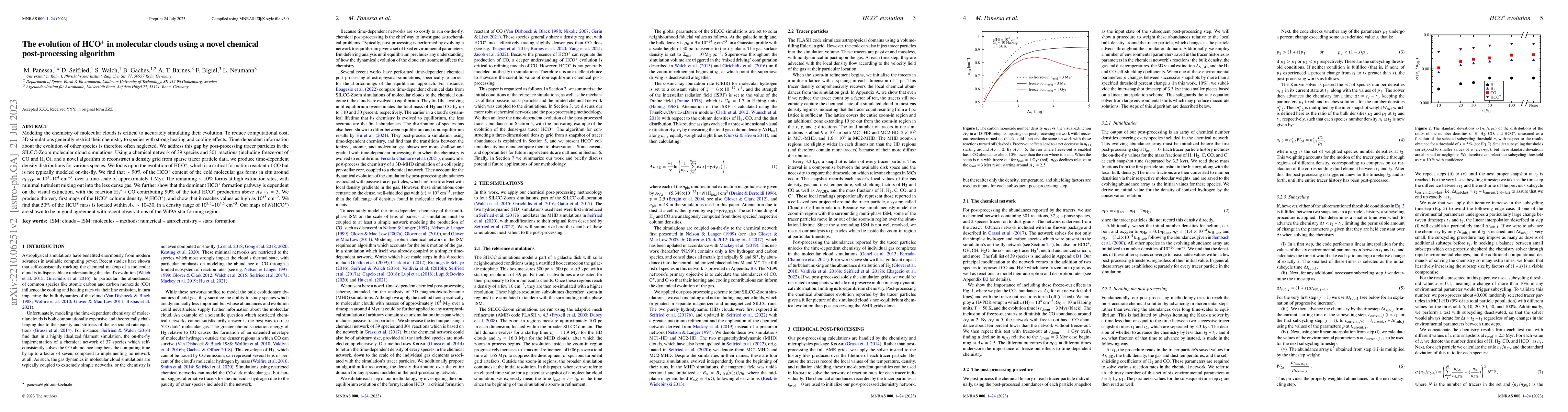 Thumbnail for The evolution of HCO$^{+}$ in molecular clouds using a novel chemical
  post-processing algorithm