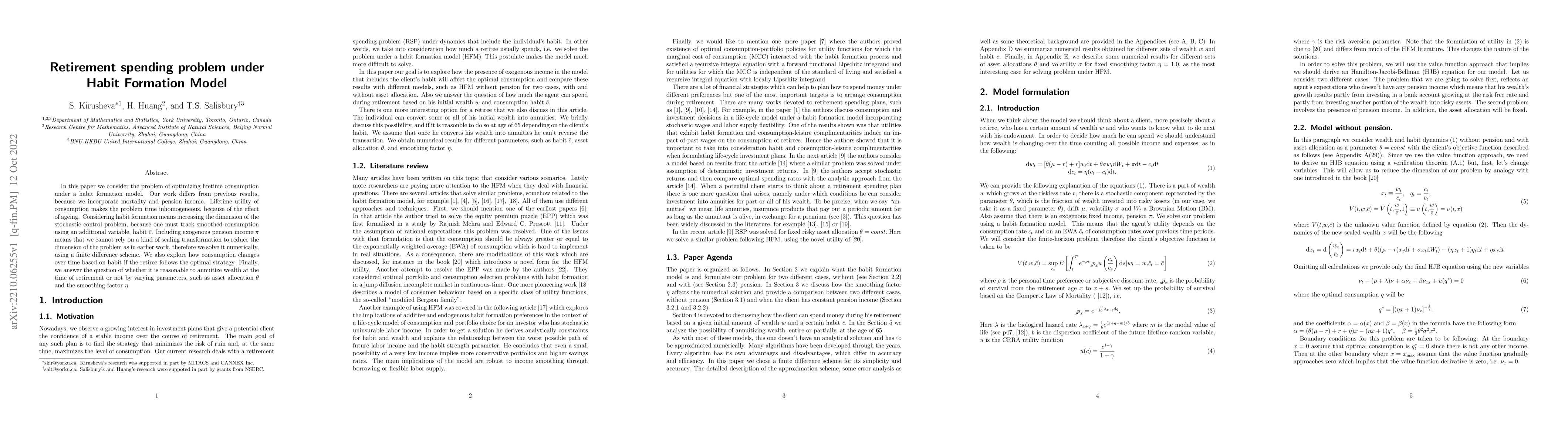 Thumbnail for Retirement spending problem under Habit Formation Model