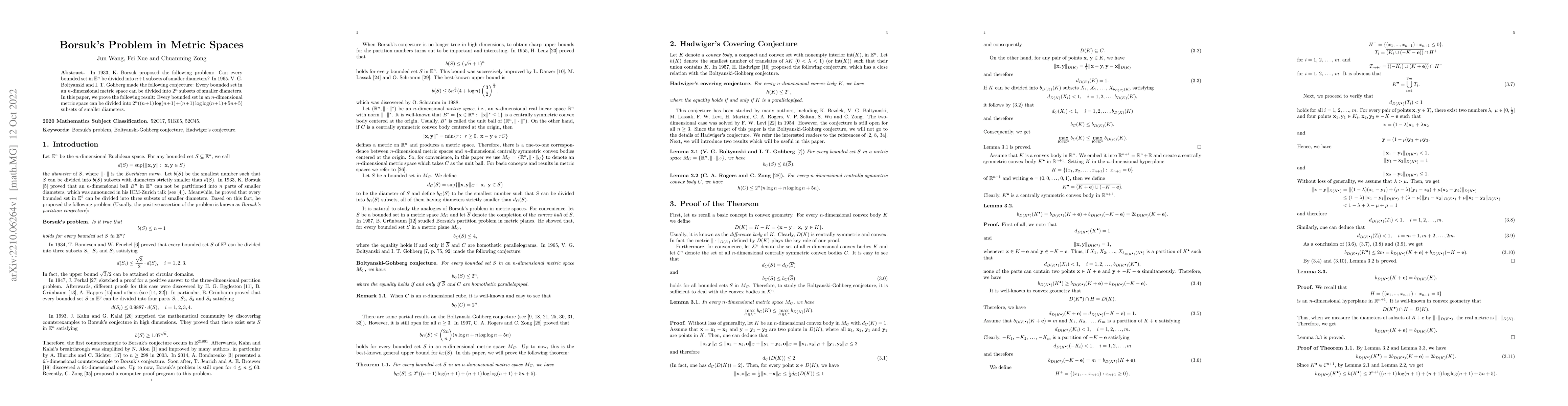 Thumbnail for Borsuk's Problem in Metric Spaces