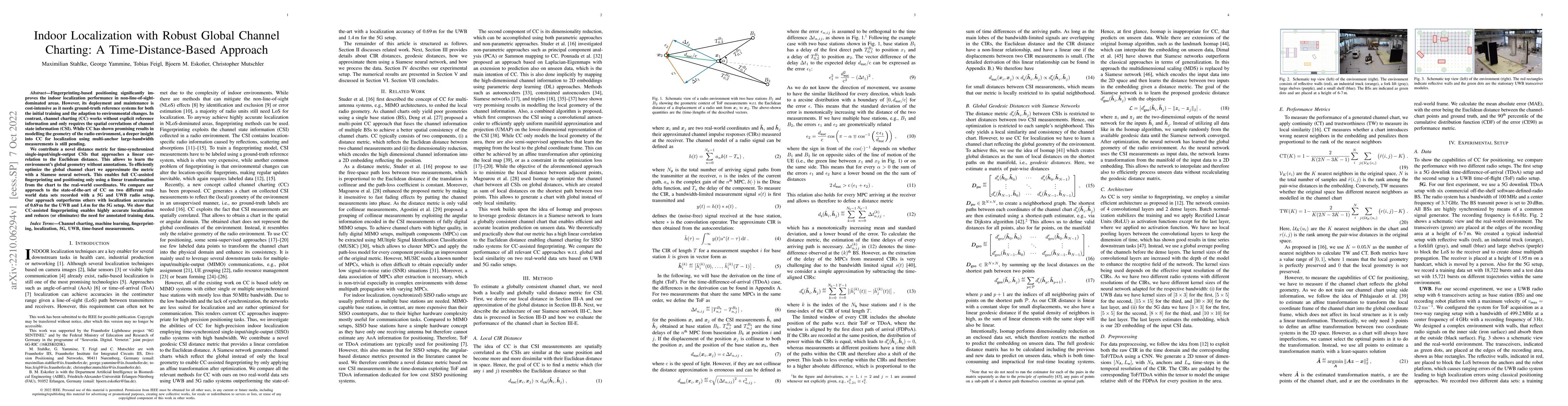 Thumbnail for Indoor Localization with Robust Global Channel Charting: A
  Time-Distance-Based Approach