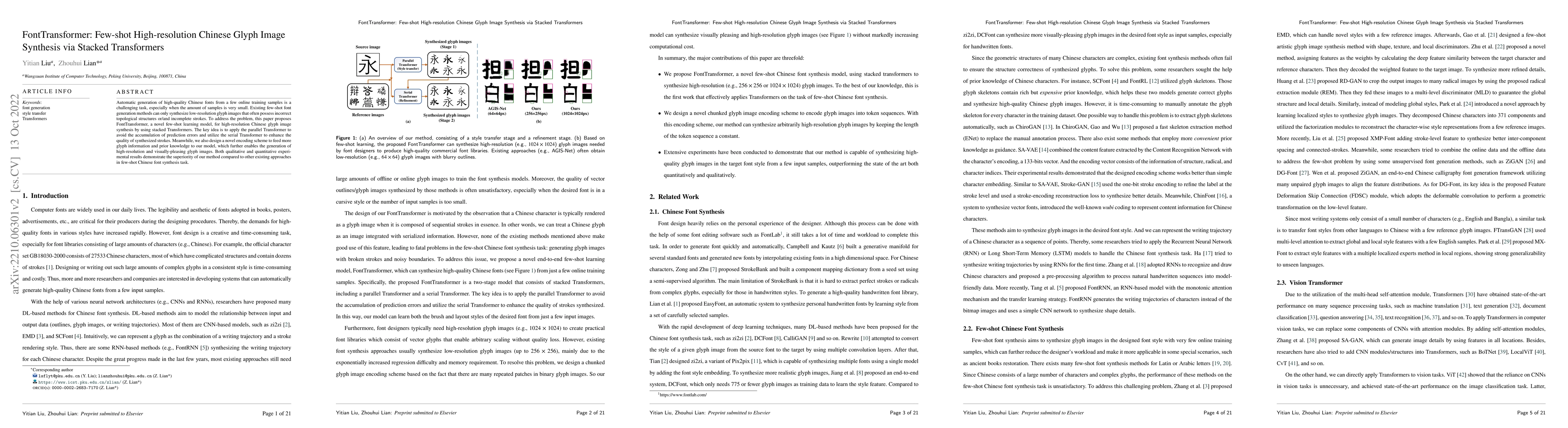 Thumbnail for FontTransformer: Few-shot High-resolution Chinese Glyph Image Synthesis
  via Stacked Transformers