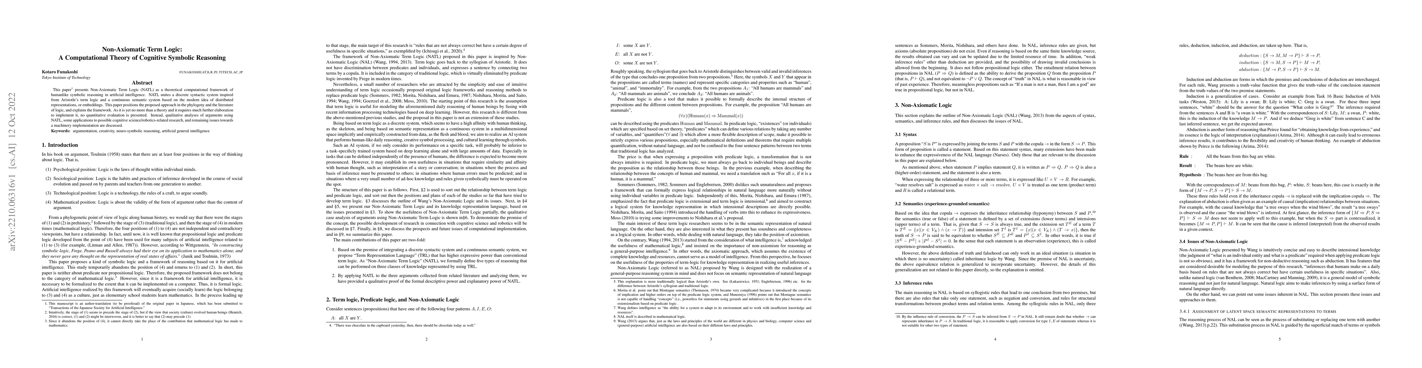 Thumbnail for Non-Axiomatic Term Logic: A Computational Theory of Cognitive Symbolic
  Reasoning