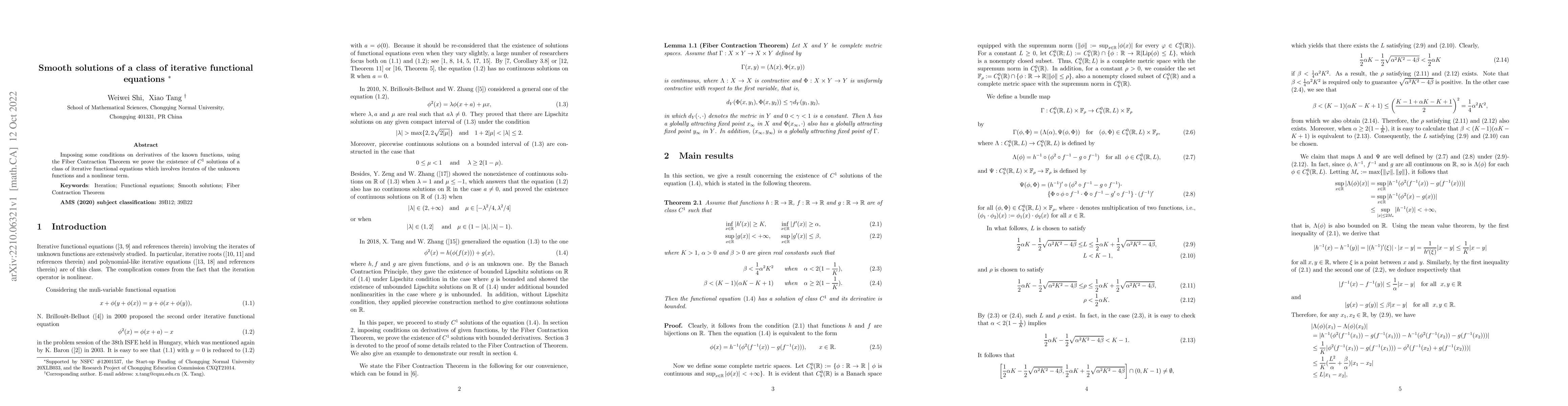 Thumbnail for Smooth solutions of a class of iterative functional equations