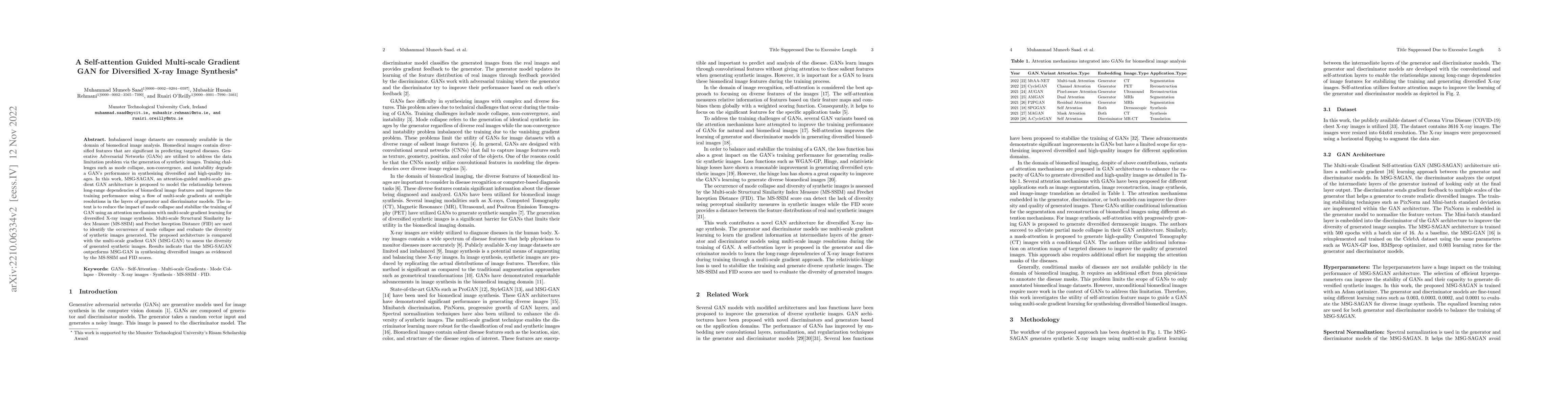 Thumbnail for A Self-attention Guided Multi-scale Gradient GAN for Diversified X-ray
  Image Synthesis